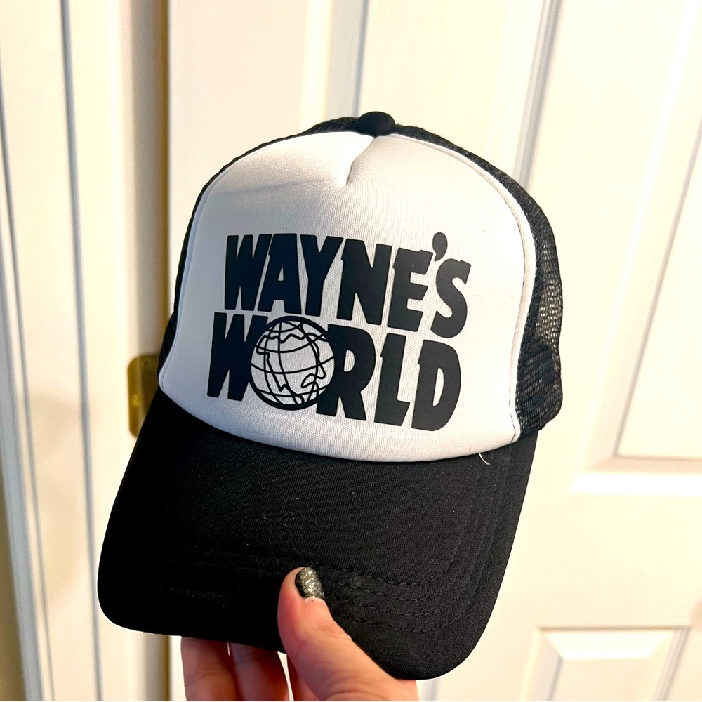 Wayne's World Black and White Trucker Hat